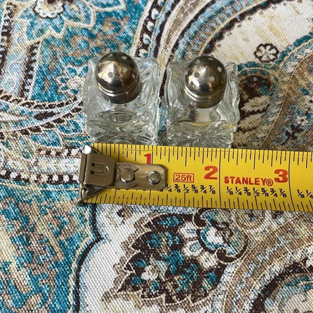 Hong Kong Mini Glass Salt Pepper Shakers Silver Tone Tops 1960s–1970s